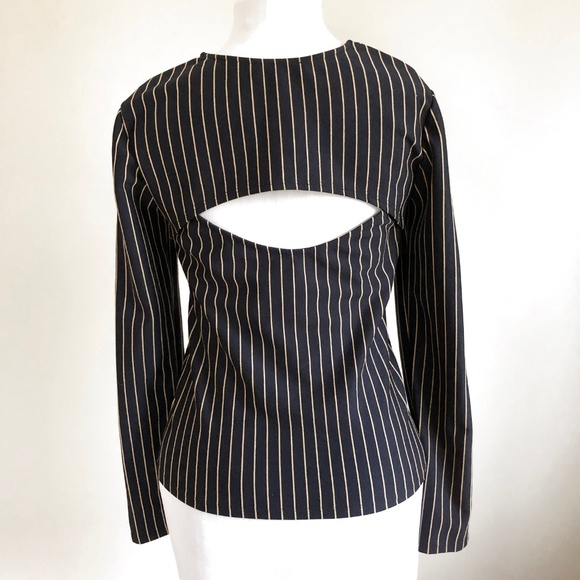 Zara Navy/Gold Striped Long Sleeve Shirt  8M - Picture 2 of 7